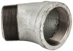 Made in USA - Class 150, 2" Galvanized Pipe 45° Street Elbow - Threaded, Malleable Iron - Benchmark Tooling