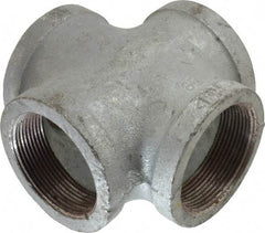 Made in USA - Class 150, 2" Galvanized Pipe Cross - Threaded, Malleable Iron - Benchmark Tooling