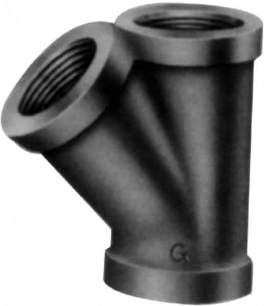 Made in USA - Size 2-1/2", Class 150, Malleable Iron Black Pipe 45° Lateral Y-Branch - 300 psi, Threaded End Connection - Benchmark Tooling