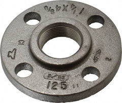 Made in USA - 1-1/4" Pipe, 4-5/8" OD, 13/16" Hub Length, Iron Threaded Pipe Flange - 2-5/16" Across Bolt Hole Centers, 3/4" Bolt Hole, 175 psi, Class 125 - Benchmark Tooling