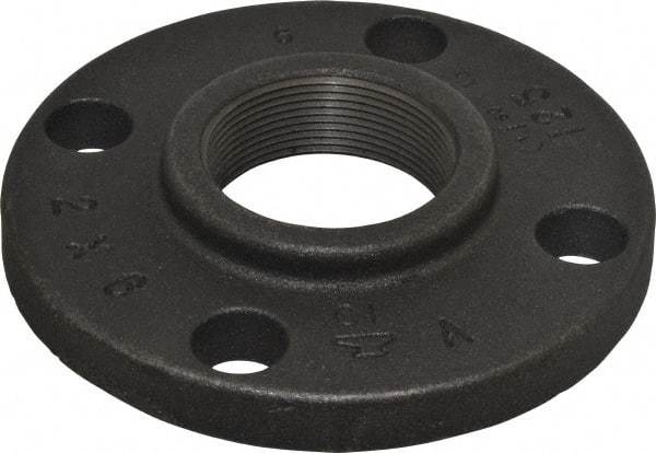 Made in USA - 2" Pipe, 6" OD, 1" Hub Length, Iron Threaded Pipe Flange - 3-1/16" Across Bolt Hole Centers, 3/4" Bolt Hole, 175 psi, Class 125 - Benchmark Tooling