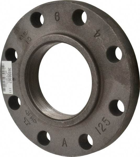 Made in USA - 4" Pipe, 9" OD, 1-5/16" Hub Length, Iron Threaded Pipe Flange - 5-5/16" Across Bolt Hole Centers, 7/8" Bolt Hole, 175 psi, Class 125 - Benchmark Tooling