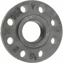 Made in USA - 2" Pipe, 6-1/2" OD, 1-1/4" Hub Length, Iron Threaded Pipe Flange - 3-5/16" Across Bolt Hole Centers, 3/4" Bolt Hole, 175 psi, Class 250 - Benchmark Tooling