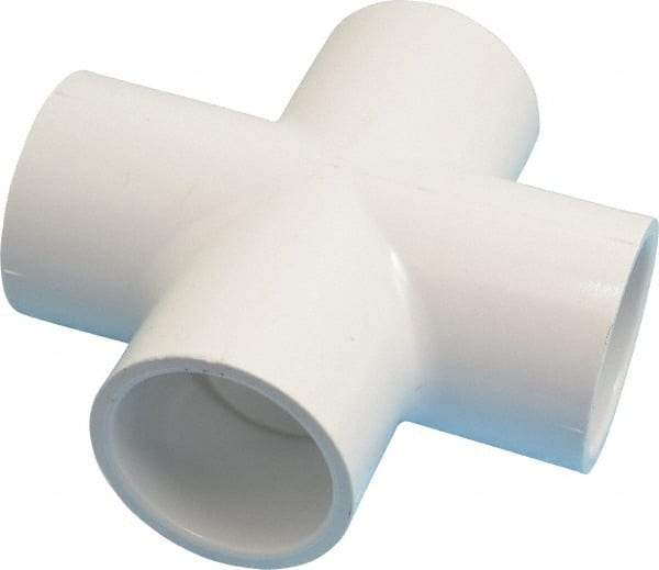 Value Collection - 1-1/4" PVC Plastic Pipe Cross - Schedule 40, All Slip End Connections - Benchmark Tooling