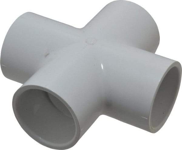 Value Collection - 1-1/2" PVC Plastic Pipe Cross - Schedule 40, All Slip End Connections - Benchmark Tooling