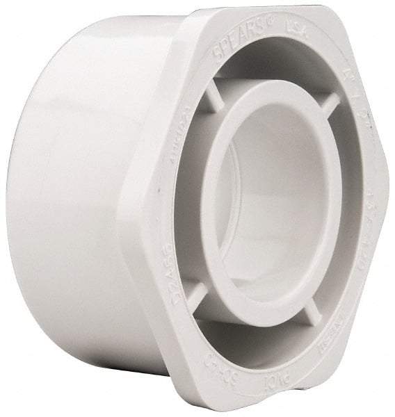 Value Collection - 4 x 2" PVC Plastic Pipe Bushing - Schedule 40, Spig x Slip End Connections - Benchmark Tooling