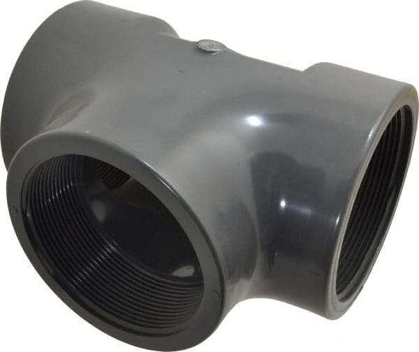 Value Collection - 4" PVC Plastic Pipe Tee - Schedule 80, FIPT x FIPT x FIPT End Connections - Benchmark Tooling