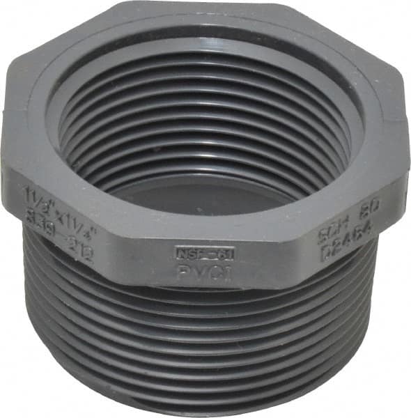 Value Collection - 1-1/2 x 1-1/4" PVC Plastic Pipe Bushing - Schedule 80, MIPT x FIPT End Connections - Benchmark Tooling
