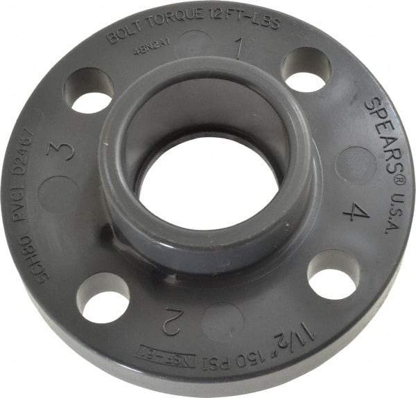 Value Collection - 1-1/2" PVC Plastic Pipe Flange (One Piece) - Schedule 80, Slip End Connections - Benchmark Tooling
