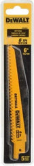 DeWALT - 6" Long, Bi-Metal Reciprocating Saw Blade - Tapered Profile, 6 TPI, Toothed Edge, Universal Shank - Benchmark Tooling