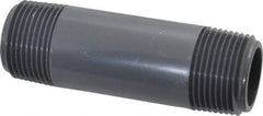 Value Collection - 1" Pipe, 4" Long PVC Threaded Plastic Pipe Nipple - Schedule 80, Gray - Benchmark Tooling