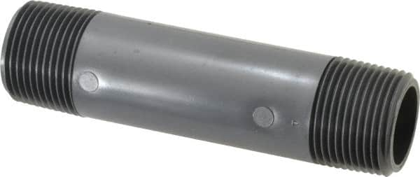 Value Collection - 1" Pipe, 5" Long PVC Threaded Plastic Pipe Nipple - Schedule 80, Gray - Benchmark Tooling