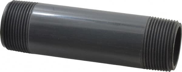 Value Collection - 1-1/4" Pipe, 5-1/2" Long PVC Threaded Plastic Pipe Nipple - Schedule 80, Gray - Benchmark Tooling