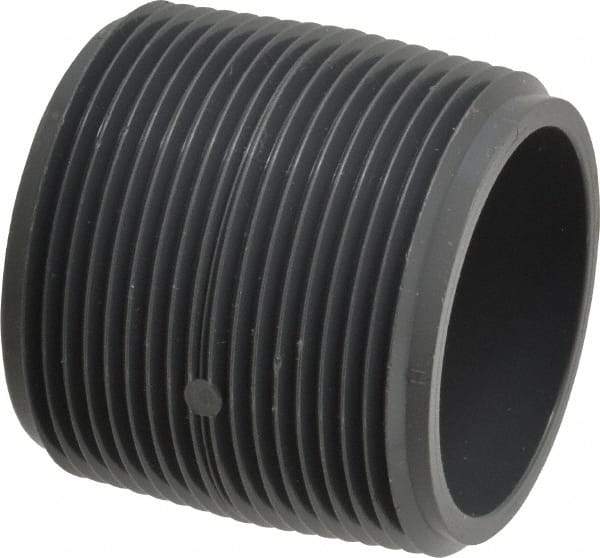 Value Collection - 1-1/2" Pipe, 1-3/4" Long PVC Threaded Plastic Pipe Nipple - Schedule 80, Gray - Benchmark Tooling