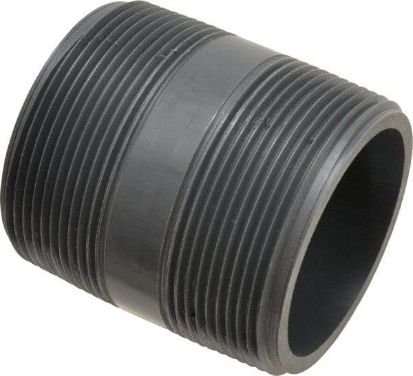 Value Collection - 2" Pipe, 2-1/2" Long PVC Threaded Plastic Pipe Nipple - Schedule 80, Gray - Benchmark Tooling