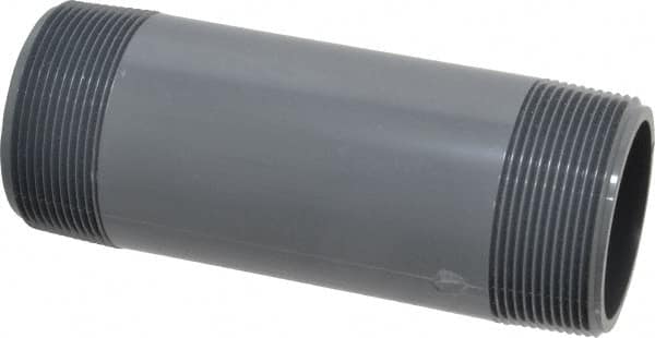 Value Collection - 2" Pipe, 6" Long PVC Threaded Plastic Pipe Nipple - Schedule 80, Gray - Benchmark Tooling