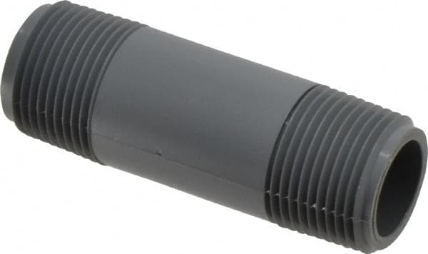 Value Collection - 3/4" Pipe, 3" Long CPVC Threaded Plastic Pipe Nipple - Schedule 80, Gray - Benchmark Tooling
