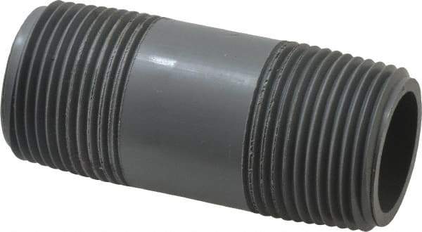 Value Collection - 1" Pipe, 3" Long CPVC Threaded Plastic Pipe Nipple - Schedule 80, Gray - Benchmark Tooling