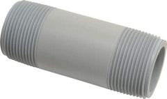 Value Collection - 1-1/4" Pipe, 4" Long CPVC Threaded Plastic Pipe Nipple - Schedule 80, Gray - Benchmark Tooling