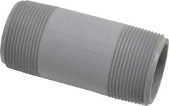 Value Collection - 1-1/2" Pipe, 4" Long CPVC Threaded Plastic Pipe Nipple - Schedule 80, Gray - Benchmark Tooling