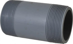 Value Collection - 2" Pipe, 4" Long CPVC Threaded Plastic Pipe Nipple - Schedule 80, Gray - Benchmark Tooling