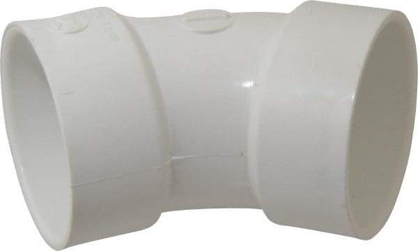 B&K Mueller - 3", PVC Drain, Waste & Vent Pipe 45 Elbow - Hub x Hub - Benchmark Tooling