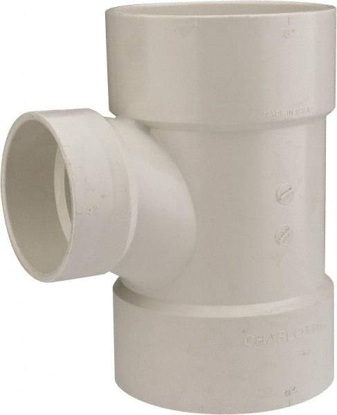 B&K Mueller - 6 x 6 x 4", PVC Drain, Waste & Vent Pipe Reducing Sanitary Tee - Hub x Hub x Hub - Benchmark Tooling