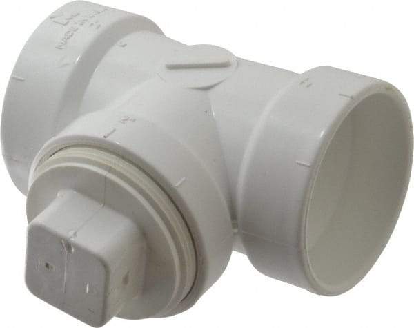 B&K Mueller - 2", PVC Drain, Waste & Vent Pipe Test Tee - Hub x Hub x CO with Plug - Benchmark Tooling