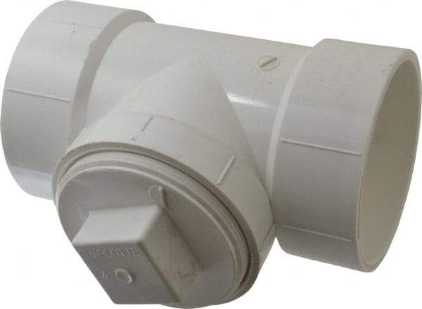 B&K Mueller - 4", PVC Drain, Waste & Vent Pipe Test Tee - Hub x Hub x CO with Plug - Benchmark Tooling