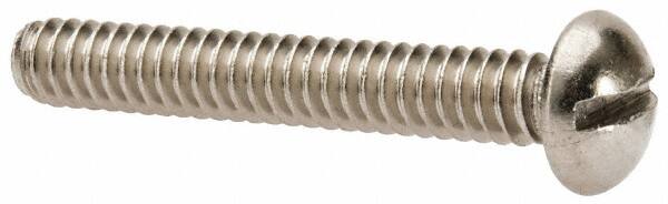 Value Collection - #10-24 UNC, 1-1/4" Length Under Head Slotted Drive Machine Screw - Round Head, Grade 316 Stainless Steel, Uncoated, Without Washer - Benchmark Tooling