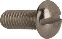 Value Collection - #10-32 UNF, 1/2" Length Under Head Slotted Drive Machine Screw - Round Head, Grade 316 Stainless Steel, Uncoated, Without Washer - Benchmark Tooling