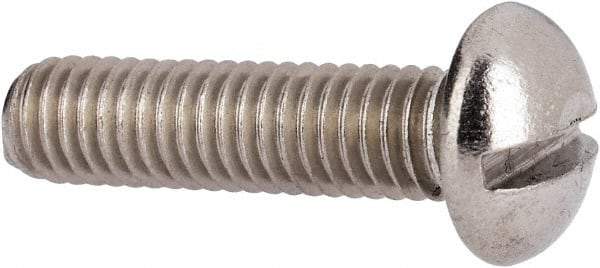 Value Collection - #10-32 UNF, 3/4" Length Under Head Slotted Drive Machine Screw - Round Head, Grade 316 Stainless Steel, Uncoated, Without Washer - Benchmark Tooling