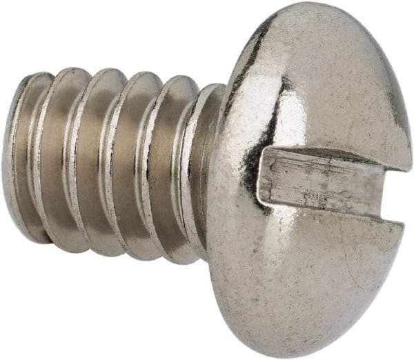 Value Collection - 1/4-20 UNC, 3/8" Length Under Head Slotted Drive Machine Screw - Round Head, Grade 316 Stainless Steel, Uncoated, Without Washer - Benchmark Tooling