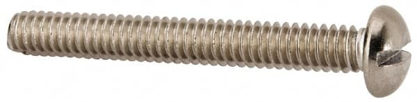 Value Collection - 1/4-20 UNC, 2" Length Under Head Slotted Drive Machine Screw - Round Head, Grade 316 Stainless Steel, Uncoated, Without Washer - Benchmark Tooling