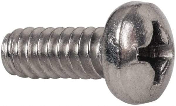 Value Collection - #6-32 UNC, 3/8" Length Under Head Phillips Drive Machine Screw - Pan Head, Grade 316 Stainless Steel, Uncoated, Without Washer - Benchmark Tooling