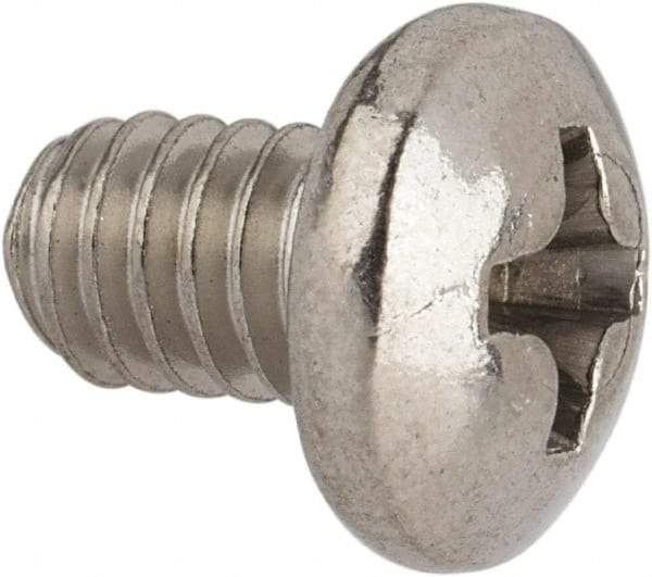 Value Collection - #8-32 UNC, 1/4" Length Under Head Phillips Drive Machine Screw - Pan Head, Grade 316 Stainless Steel, Uncoated, Without Washer - Benchmark Tooling