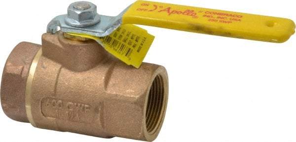 Apollo - 1-1/4" Pipe, Standard Port, Bronze Steam Service Ball Valve - 2 Piece, Inline - One Way Flow, FNPT x FNPT Ends, Lever Handle, 600 WOG, 250 WSP - Benchmark Tooling