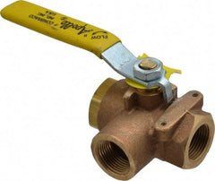Apollo - 3/4" Pipe, Standard Port, Bronze Standard Ball Valve - Three Way, FNPT x FNPT x FNPT Ends, Lever Handle, 400 WOG - Benchmark Tooling