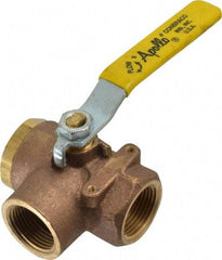 Apollo - 1" Pipe, Large Port, Bronze Standard Ball Valve - Three Way, FNPT x FNPT x FNPT Ends, Lever Handle, 400 WOG - Benchmark Tooling