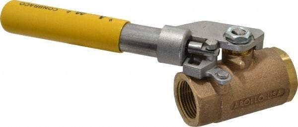 Apollo - 1" Pipe, Bronze Standard Ball Valve - 2 Piece, Inline - One Way Flow, FNPT x FNPT Ends, Deadman Lever (Spring Return to Close) Handle, 600 WOG, 150 WSP - Benchmark Tooling