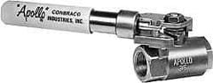 Apollo - 3/8" Pipe, Stainless Steel Standard Ball Valve - 2 Piece, Inline - One Way Flow, FNPT x FNPT Ends, Deadman Lever (Spring Return to Close) Handle, 2,000 WOG, 150 WSP - Benchmark Tooling