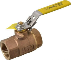 Apollo - 1-1/4" Pipe, Bronze Standard Ball Valve - 2 Piece, Inline - One Way Flow, FNPT x FNPT Ends, Locking Lever Handle, 600 WOG - Benchmark Tooling