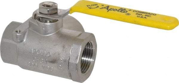 Apollo - 1" Pipe, Stainless Steel Standard Ball Valve - Three Way, FNPT x FNPT x FNPT Ends, Lever Handle, 800 WOG - Benchmark Tooling