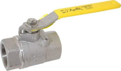 Apollo - 1-1/2" Pipe, Stainless Steel Standard Ball Valve - 2 Piece, Inline - One Way Flow, FNPT x FNPT Ends, Lever Handle, 1,500 WOG, 150 WSP - Benchmark Tooling