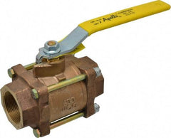Apollo - 1-1/2" Pipe, Full Port, Bronze Standard Ball Valve - 3 Piece, Inline - One Way Flow, FNPT x FNPT Ends, Lever Handle, 600 WOG, 150 WSP - Benchmark Tooling