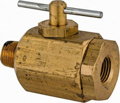 Apollo - 1/8" Pipe, MNPT x FNPT End Connections, Brass, Inline, Two Way Flow, Instrumentation Ball Valve - 400 psi WOG Rating, Tee Handle, Buna N Seal, PTFE Seat - Benchmark Tooling