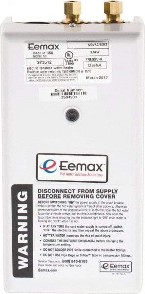 Eemax - 120 Volt Electric Water Heater - 3.5 KW, 29 Amp, 10 Wire Gauge - Benchmark Tooling