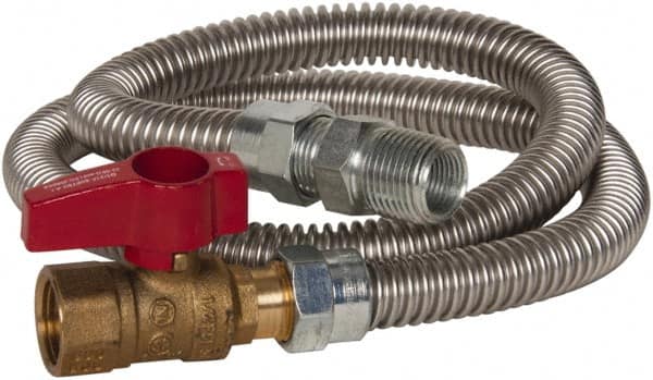 Dormont - 1/2" Inlet, 1/2" Outlet MIP x FIP with Straight Ball Valve Gas Connector - 48" Long, 3/8" Hose ID - Benchmark Tooling