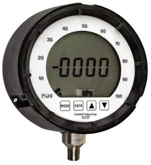 Made in USA - 4-1/2" Dial, 1/4 Thread, 0-100 Scale Range, Pressure Gauge - Lower Connection, Rear Flange Connection Mount, Accurate to 0.25% of Scale - Benchmark Tooling