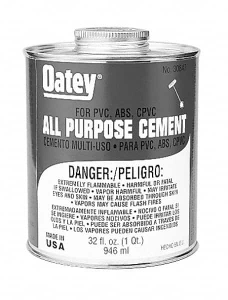 Oatey - 1 Gal All-Purpose Medium Bodied Cement - Clear, Use with ABS, PVC & CPVC up to 6" Diam - Benchmark Tooling